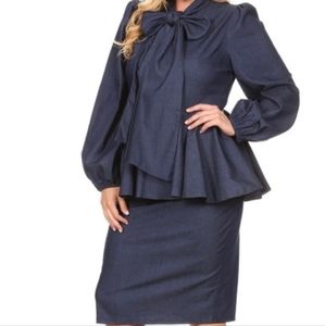 Long sleeve denim peplum dress